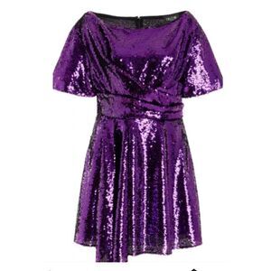 Del Core - Exclusive Sequin Mini Dress in Purple NWT Size Fr 44 or US 12